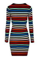 Robe courte col carré femme Multico raye vue de dos