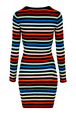 Women Square Neck Short Dress Multico striped back view