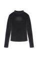 Women Velvet Front Keyhole Top Black front view