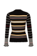 Striped Wool Knit Crew-Neck Sweater Black/ecru back view