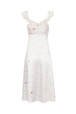 Strappy satin dress with mouth motif print Ecru lips back view