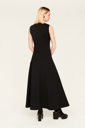 Robe longue bicolore femme Noir vue portée de dos
