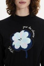Long-Sleeved Crew-Neck Jumper Black details view 2