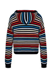 Women Zipped Hoodie Multico striped back view