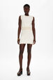 Women Striped Mini Skirt Striped ecru/beige front worn view