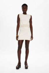 Mini jupe rayée femme Raye ecru/beige vue portée de face