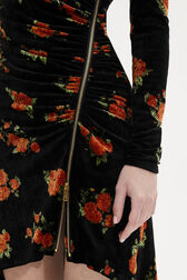 Robe courte asymétrique en jacquard de velours Orange vue de détail 2