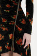 Robe courte asymétrique Rykiel's roses imprimées sur velours jersey Orange vue de détail 2