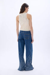 Tank top in jersey with studs Vanilla back worn view