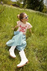 "Rykiel Forever" Print Girl T-shirt Pink front worn view