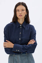Chemise en flanelle de coton Bleu vue de détail 1