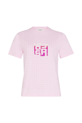 Short-sleeved crew-neck t-shirt in cotton jersey Pink front view