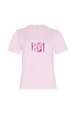 Short-sleeved crew-neck t-shirt in cotton jersey Pink front view