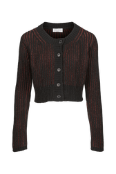 Cardigan lurex femme Raye noir/bronze vue de face