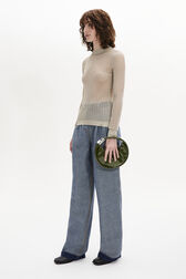 Long-Sleeved Crew-Neck Top Gold front worn view
