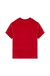 Women Velvet T-shirt Red back view