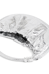 Domino medium bag in metallic croc-effect leather Silver details view 2