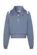 Pull camionneur marinière en coton mélangée Raye blanc / bleu vue de face
