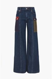 Wide Leg Denim Pants Baby blue front view