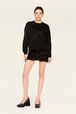 Women Plain Crewneck Sweater Black details view 4