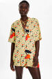 Women Twill Short Sleeve Oversize Shirt Baby yellow details view 1