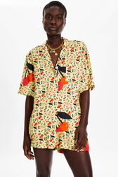 Women Twill Short Sleeve Oversize Shirt Baby yellow details view 1