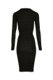 Striped Long-Sleeved Crew Neck Dress Striped black/khaki back view