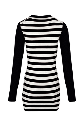 Women Jane Birkin Striped Midi Dress Black/white back view