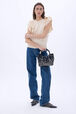 Short-sleeved sweater with ruffles Vanilla front worn view