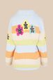 Women Multicolor Pastel Striped Belted Cardigan Multico back view