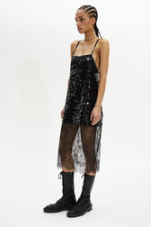 Robe nuisette à bretelles à sequins Noir vue de détail 1