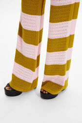 Pantalon ajouré bicolore rayé femme Raye baby pink/kaki vue de détail 2