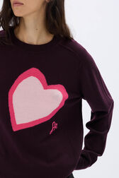 Heart charm crew-neck sweater Purple details view 2