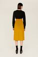 Women Velvet Long Skirt Mustard back worn view