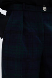 Placket trousers in tartan check Check navy green details view 2