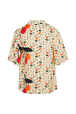 Women Twill Short Sleeve Oversize Shirt Baby yellow back view