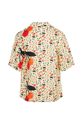 Women Twill Short Sleeve Oversize Shirt Baby yellow back view