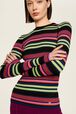 Women Multicolor Striped Sweater Multico black striped details view 2