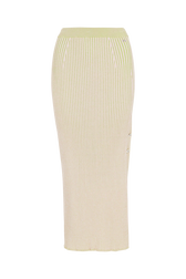 Ribbed midi skirt Green front view