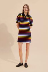 Robe polo oversize rayé multicolore femme Noir vue portée de face