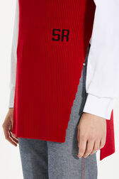 Wool Knit Sleeveless Turtleneck Sweater Red details view 1