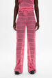 Pantalon dentelle ajourée rayé femme Rose vue de détail 1
