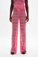 Women Striped Openwork Lace Trousers Pink details view 1