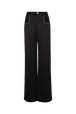 Piaf trousers in satin-backed crepe with rhinestone detailing Black front view