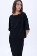 Studded collar top Black details view 2