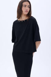 Studded collar top Black details view 2