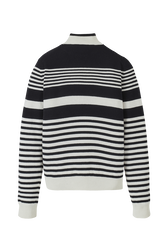 Pull col montant rayé femme Raye noir/blanc vue de dos