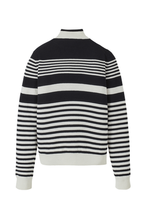 Pull col montant rayé femme Raye noir/blanc vue de dos