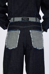 Pantalon en jean taille haute Bleu vue de détail 5