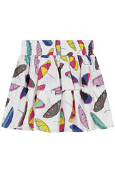 Jupe volantée fille motif "Parasols" Multico blanc vue de face